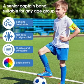 yotutun Pack of 6 Captain's Armband Football Player Leader's Armband Multicoloured Elastic Football Armband Elastic Captain's Bracelets Captain Bracelet for Children Adults Junior Many Sports