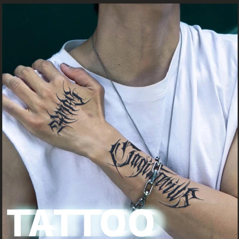 Nirbffo Temporary Tattoo Line Geometry Robot Mechanic Arm Tattoo Circuit