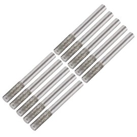 uxcell Diamond Burrs Grinding Drill Bits for Carving Rotary Tool 1/4-Inch Shank 6mm Cylindrical 120 Grit 10 Pcs