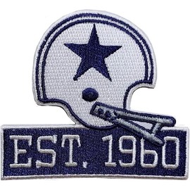 Generic Dallas Est.1960 Embroidered Sew on Patch - Iron on Patches for Animal Lovers, Indian Wildlife Lovers - Environment Emblem for Jackets, Jeans, Backpacks, Hats and Shirts, blue - white