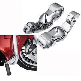 XFMT 1 1/4" 32mm Chrome Short Angled Adjustable Highway Foot Peg Mount Kit Compatible with Harley