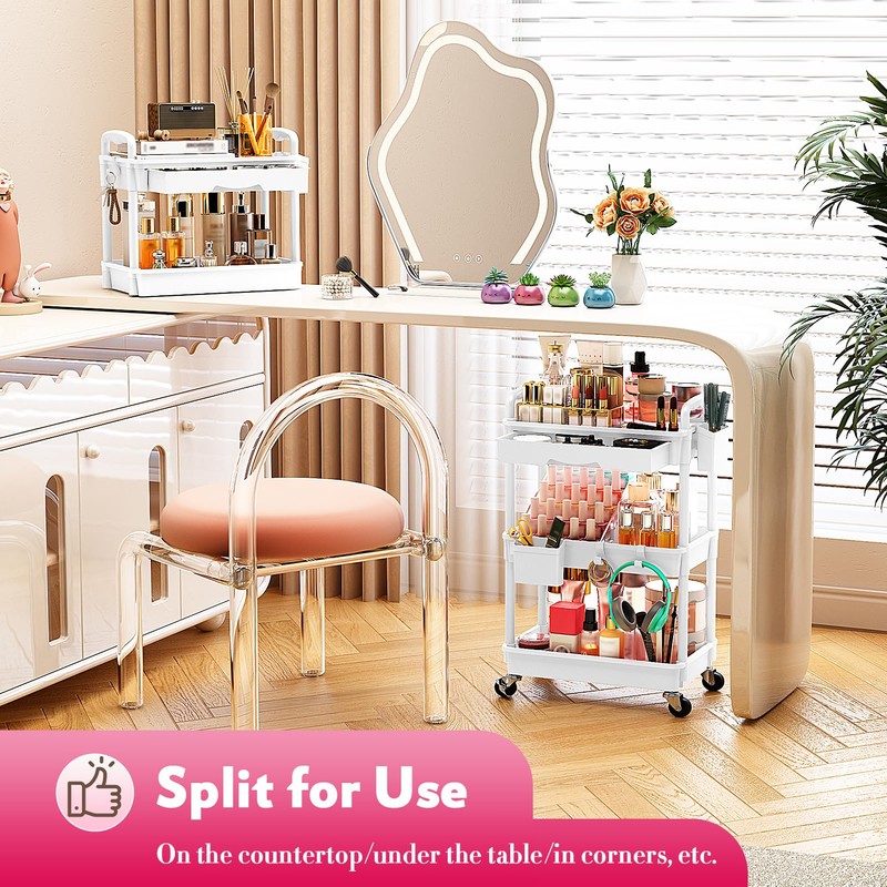SUNALLY Makeup Cart Organizer with Drawers, Floor Skincare Organizers Vanity
