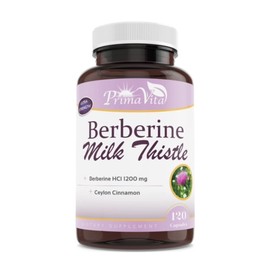 PrimaVita Berberine HCL 1200mg with Milk Thistle and Ceylon Cinnamon, Ampk Metabolic Activator, Healthy Immune System and Gastrointestinal Wellness, 40 Servings, 120 Veggie Capsules