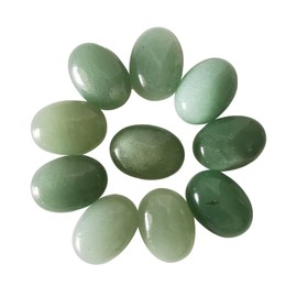 Lovionus89 18 x 13 mm Oval Cabochons Flatback Crystal Stone Gemstones Beads for Jewellery Making DIY Pack of 10, Green Aventurine