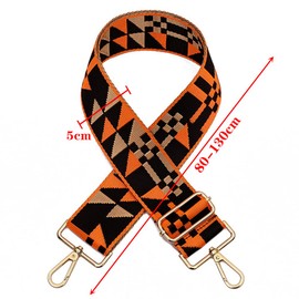 Bag Strap, Wide Boho Pattern, Shoulder Strap for Bags, 80-130 cm, Adjustable Shoulder Strap with Gold Carabiner, Knitting Pattern, Bag Strap, 5 cm Wide Shoulder Strap for Men and Women, Bag