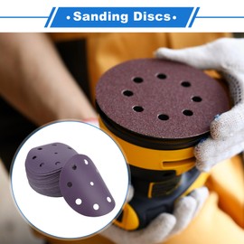 VekAuto 50 Stk. Schleifscheiben, 5" 9 Loch 1500 Körnung Klett-Schleifpapier Universal für Metall, Holz, Automobilreparatur Haltbarkeit Keramik-Polyester-Film Lila