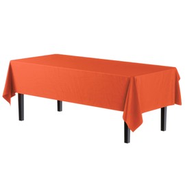 Exquisite Party Solids 6-Pack Premium Plastic Tablecloth 54in. x 108in. Rectangle Plastic Table Cover - Orange