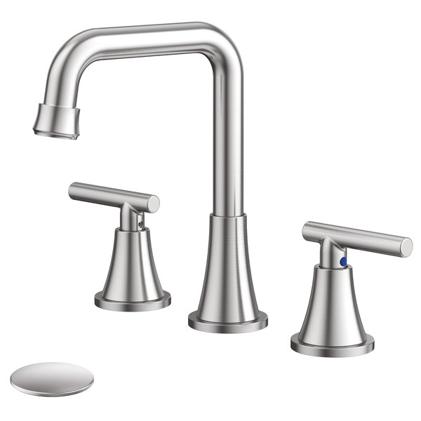 Bathroom Faucet 3 Hole, Brushed Nickel Bathroom Sink Faucet with