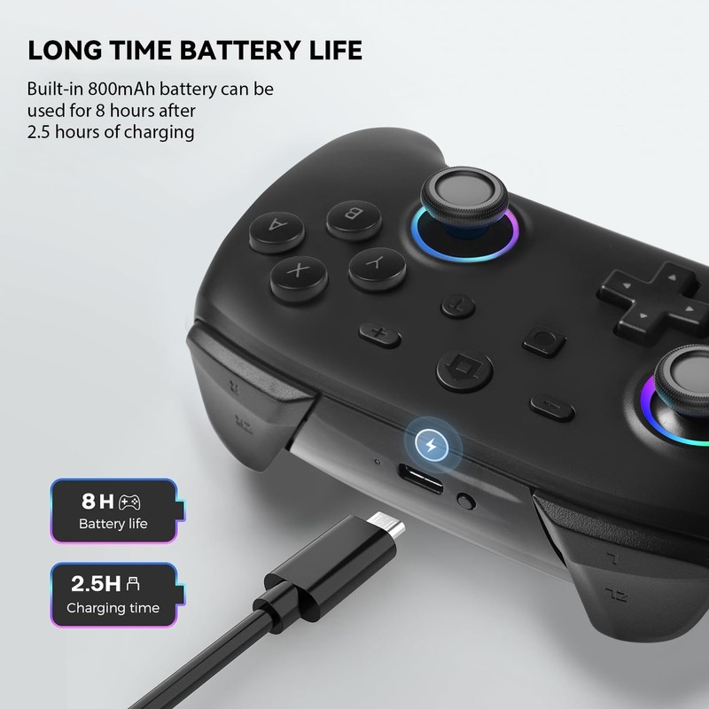 Lampelc Switch Controller for Switch/OLED/Lite, Switch Pro Controller, 9 LEDs