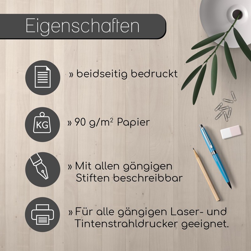Writing Paper Set Wood Motif, 50 Sheets 90 g/m², DIN