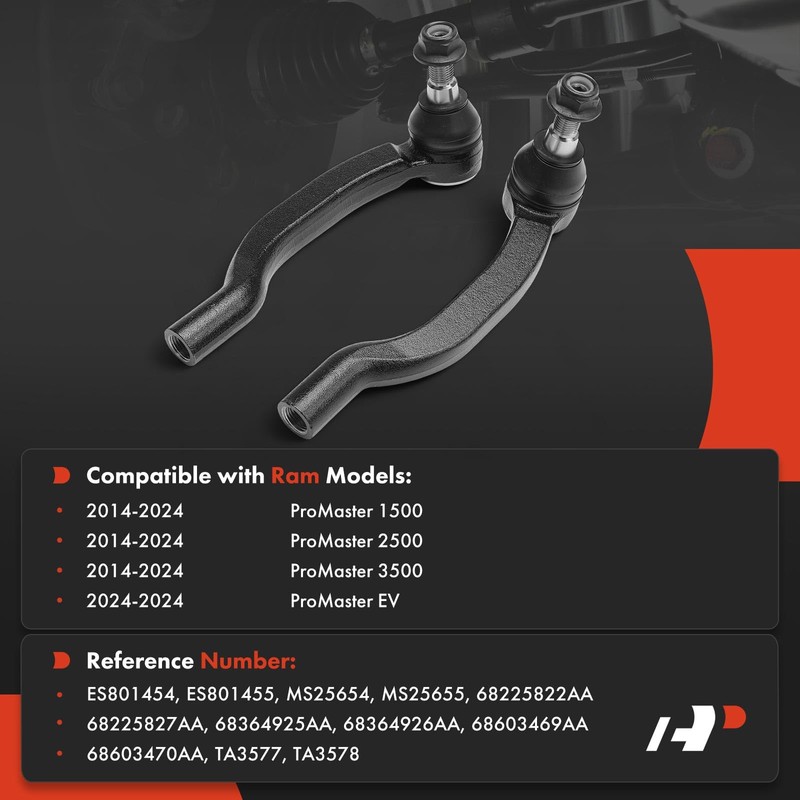 A-Premium 2 x Front Outer Tie Rod Ends, Compatible with