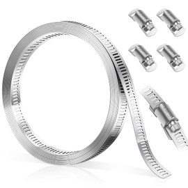 Bolatus 1 Metre Hose Clamps, 304 Stainless Steel, DIY Endless Clamps, Hose Clamp, Adjustable Stainless Steel Hose Clips with 4 Fixings, Screw Clamp for Water Pipe, House Gas Pipe, Cool