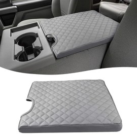 KBH Center Console Armrest Cover for 2015-2025 F150, 2017-2025 F250 F350 F450 F550, with 40/20/40 Jump Seat, Vinyl Leather, Anti-Scratch, Gray
