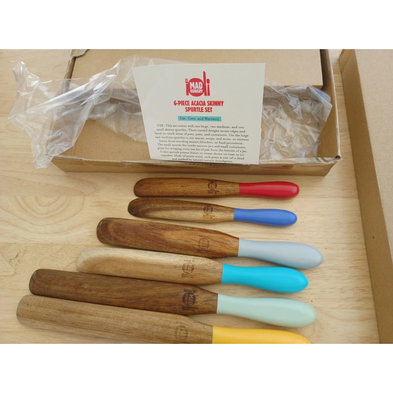 Mad Hungry® 16-PIECE ACACIA WOOD SPURTLE SET - SILICONE HANDLES