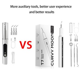 Plaque/tartar remover, teeth cleaning kit with LED light, 5 adjustable modes, ultrasonic scaler, rechargeable