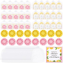 50 Sets Pink and Yellow Lemon Soap Favors for Guests Lemon Slice Soap Party Favors with Thank You Cards and Organza Bags for Pink Lemonade Anniversary Bridal Shower Wedding Birthday Gifts