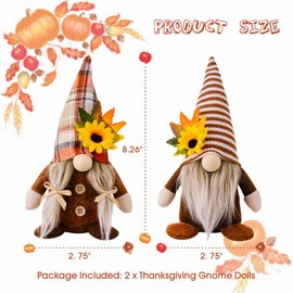 BEMAXYE Fall Thanksgiving Gnomes Doll - Dwarf Leprechaun Plush Decorations for Holiday Home Table Ornaments Gift, 2 Pcs