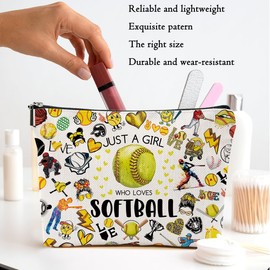 2pcs Softball Gifts for Girls Cosmetic Bags for Women Softballs Makeup Bag Christmas Birthday Gifts for Women Fan Sisters Friends Softball Lover Zipper Bags Travel Pouch