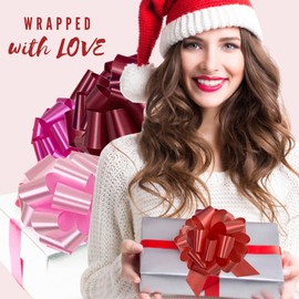 UNIQOOO 48Pcs 12 Color Easter Gift Pull Bows, Large 6 Inch Assorted Bows, for Gift Basket Bag Box Wrapping Decor, Valentines Day, Birthday, Anniversary, Wedding, Florist Packaging