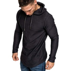 Lexiart Mens Fashion Athletic Hoodies Sport Sweatshirt Solid Color Fleece Pullover Black 3XL