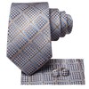 Hi-Tie Mens Tie Lapel Pin Set Jacquard Ties for Men