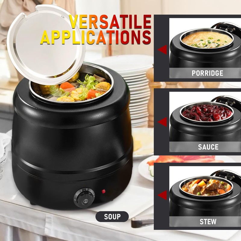 10.5QT Soup Warmers Commercial Soup Kettle with Stainless Steel Hinged