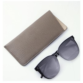 K Luxury Women's Eyeglass Case Leather Soft Holder Pocket Cases Slim Travel Pouch for Sunglasses Eyeglasses Readers (Grey)