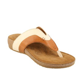 Taos Footwear Women's Sun Queen Cognac/Off White Sandal 10-10.5 M US
