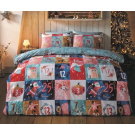 Rapport Home Christmas Advent Calendar Double Reversible Microfibre Duvet Cover Set - Xmas Double Multicoloured Bedding Set