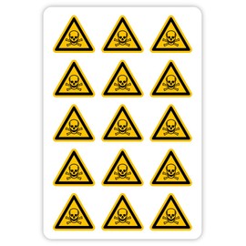 15 x Sticker "Warning of Toxic Substances" Film in Accordance with ISO 7010 W016 | SL 2 cm Made in Germany