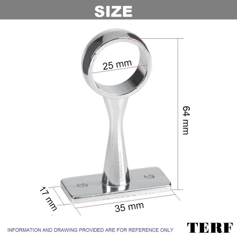 TERF® Polished Chrome Ceiling-Mount Bracket for Up to 25mm Diameter