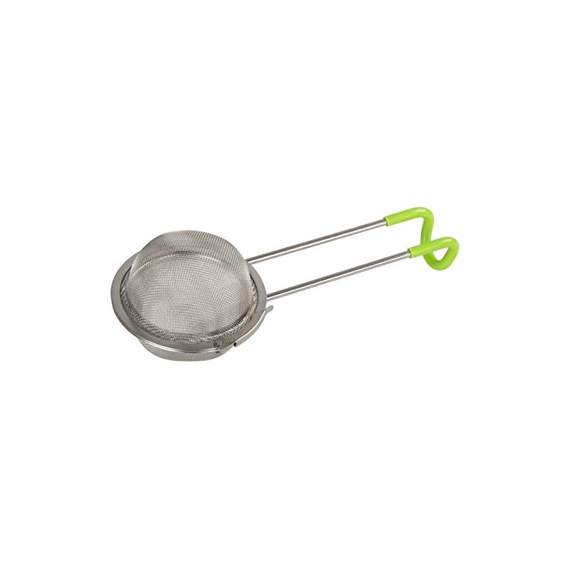 Fackelmann Tea Strainer with Handle, Stainless Steel, Silver/Green