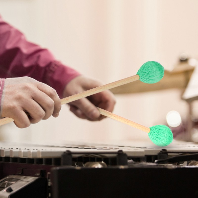 1 Pair Wool Head Keyboard Marimba Mallets with Beech Handles