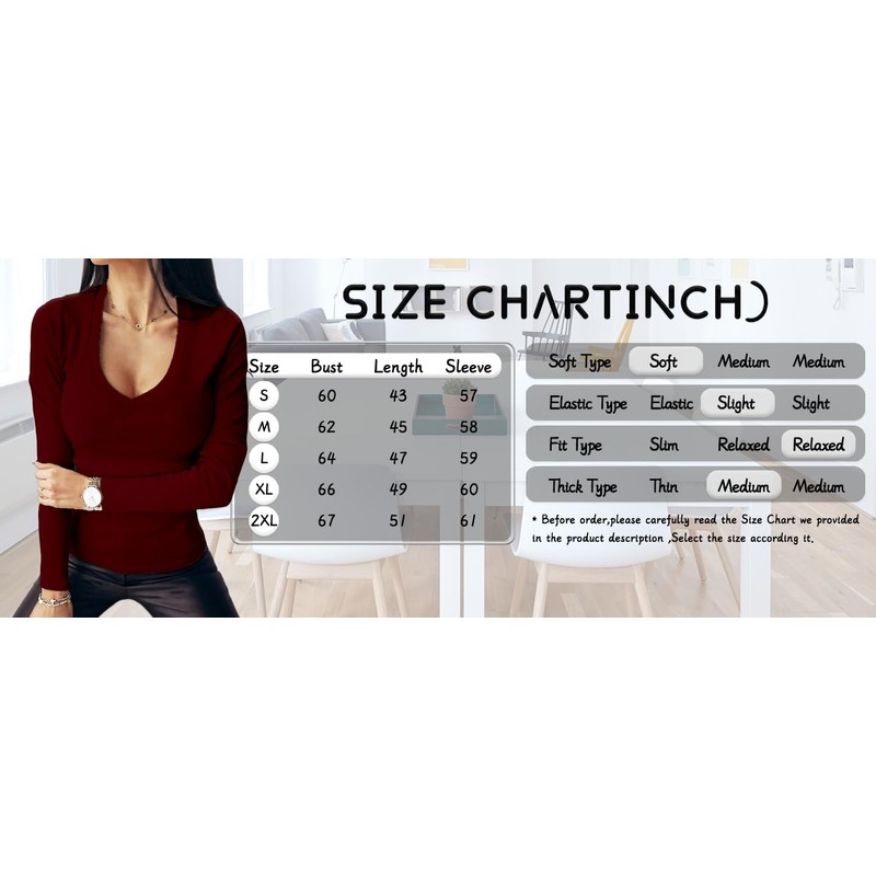 Chicrise Pullover Women's Long Sleeve V Neck Sweatshirt Women's Basic