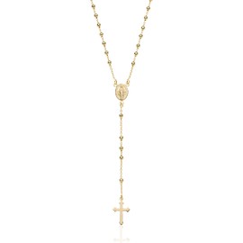 AKA Gioielli® - Rosary Necklace 925 Silver 18 Carat Gold-Plated with Virgin Mary and Cross Pendant for Men and Women, ['Sterling Silver', 'Gold']" or "['Sterling Silver, Gold']