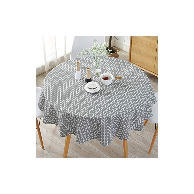 Woopower Simple Nordic Style Tablecloth, Round Tablecloth for Round Table,