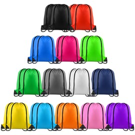 NACHLYNN 28 Pieces Drawstring Backpack Bulk 14 Colors Nylon Draw String Sport Bag String Backpack Bulk Drawstring Backpack Bags for Party Gym Sport Trip Beach Swimming