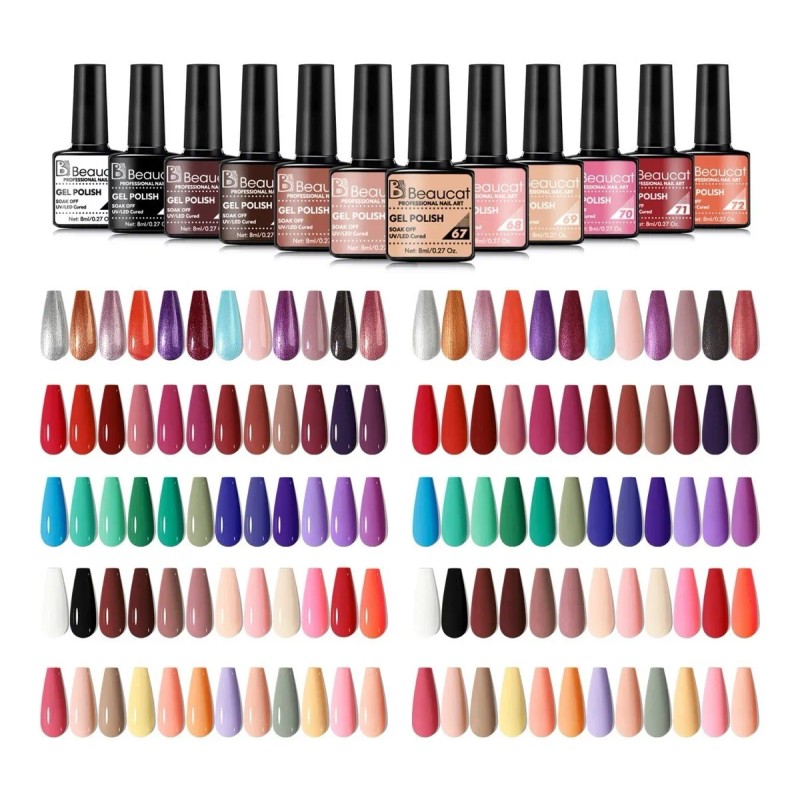 Gel Para Esmalte De Uñas Semipermanentes Beaucat (12 Kit De)