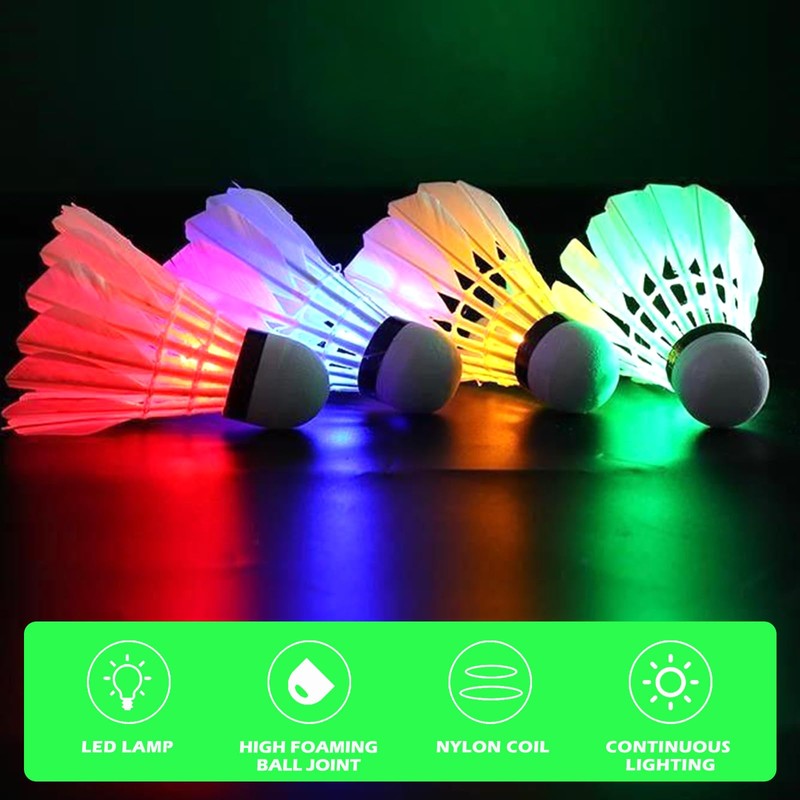 10 pieces LED badminton balls, badminton shuttlecocks made of goose