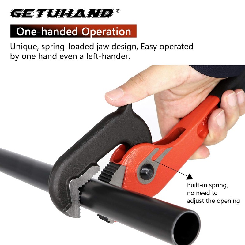 GETUHAND 10-Inch Self-Adjusting Rapid Grip Pipe Wrench, Ratchet Plumbing Wrench,