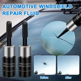 DMNQ 2-Teiliges GlasreparaturflüSsigkeit Steinschlag-Reparaturset Windschutzscheibe Glasreparaturset Zur Reparatur Von Windschutzscheiben Stern- Und Halbmondrissen Schwarz