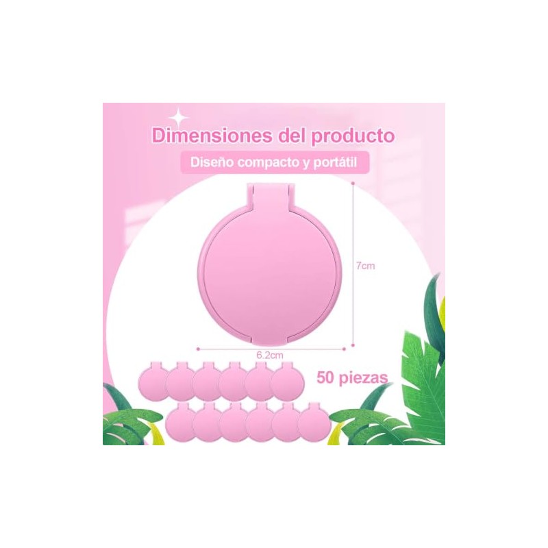 Espejo de Bolsillo, 50 Piezas Mini Espejo para Maquillaje Rosa
