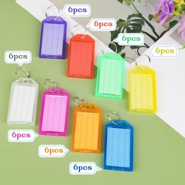 ZEFAN Pack of 48 Key Fobs, Key Fobs Can Be Written on, Key Fob for Labelling, Plastic Key Fob that Can Be Used for