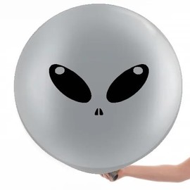 Alien Martian Latex Balloons 1 x 36" Premium Balloons Party Alien Themed Birthday Decorations - Suitable for Air or Helium (Silver 3ft)