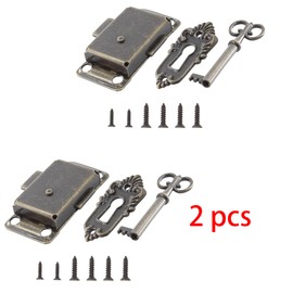 Adyoney 2 Pcs Antique Bronze Locks, Vintage Bronze Cabinet Locks, Elegant Jewelry Box Keyed Locks for Vintage Cupboards and Wooden Furniture Decoration