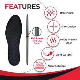 JobSite Odor Stop Insoles - Activated Charcoal Insoles - 2 Pairs