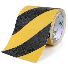 BOMEI PACK 5 m x 150 mm Non-Slip Tape, Strong Safety Tape, Non-Slip, Yellow & Black, Non-Slip Tape Step Tape, Non-Slip Safety Levels for Indoor and Outdoor Use