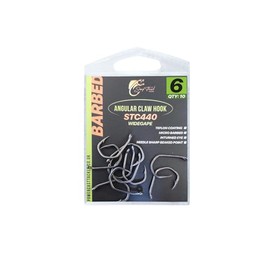 Angular Claw Carp Hooks Wide Gape - STC440, PTFE Coated Barbed/Barbless Claw Hooks size 2 to 8 for Carp fishing (Barbed, 6)