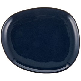 Hakusan Pottery Plate, M, Navy, Approx. 7.1 x 6.1 inches (18 x 15.5 cm), Petra PETRA Hasami Ware
