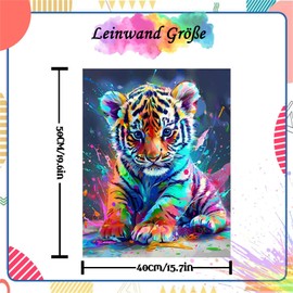 NYSDYSMYX Paint by Numbers Adult, Paint by Numbers Adult, Cheerful Painting, DIY Hand Painted Creative Craft Set for Gift Home Decoration (Tiger)